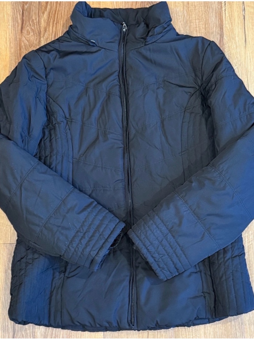 St. John's Bay Women's Quilted Puffer Coat (missing hood)(Black) (Size: L)
